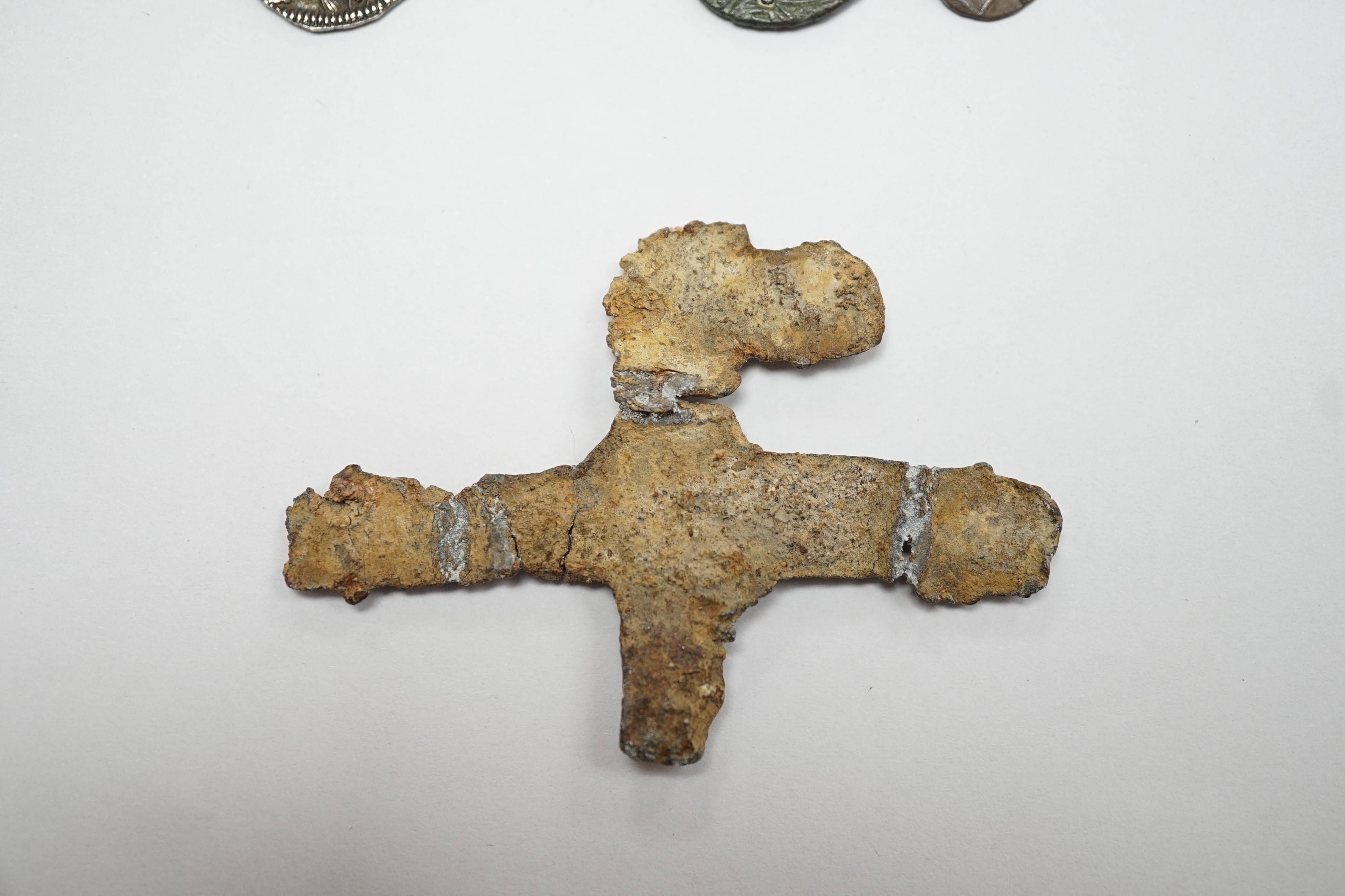 Greek, Celtic and European medieval coinage to include an AR drachm, Illyria, an Iceni Antedios Anted silver unit, a Venetian AR grosso, two deniers tournois, a Charles the Bold 2 Stuivers and a fragment of a lead crucif